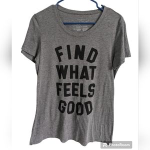 Charcoal Grey "Find What Feels Good" Tee - Yoga With Adrienne